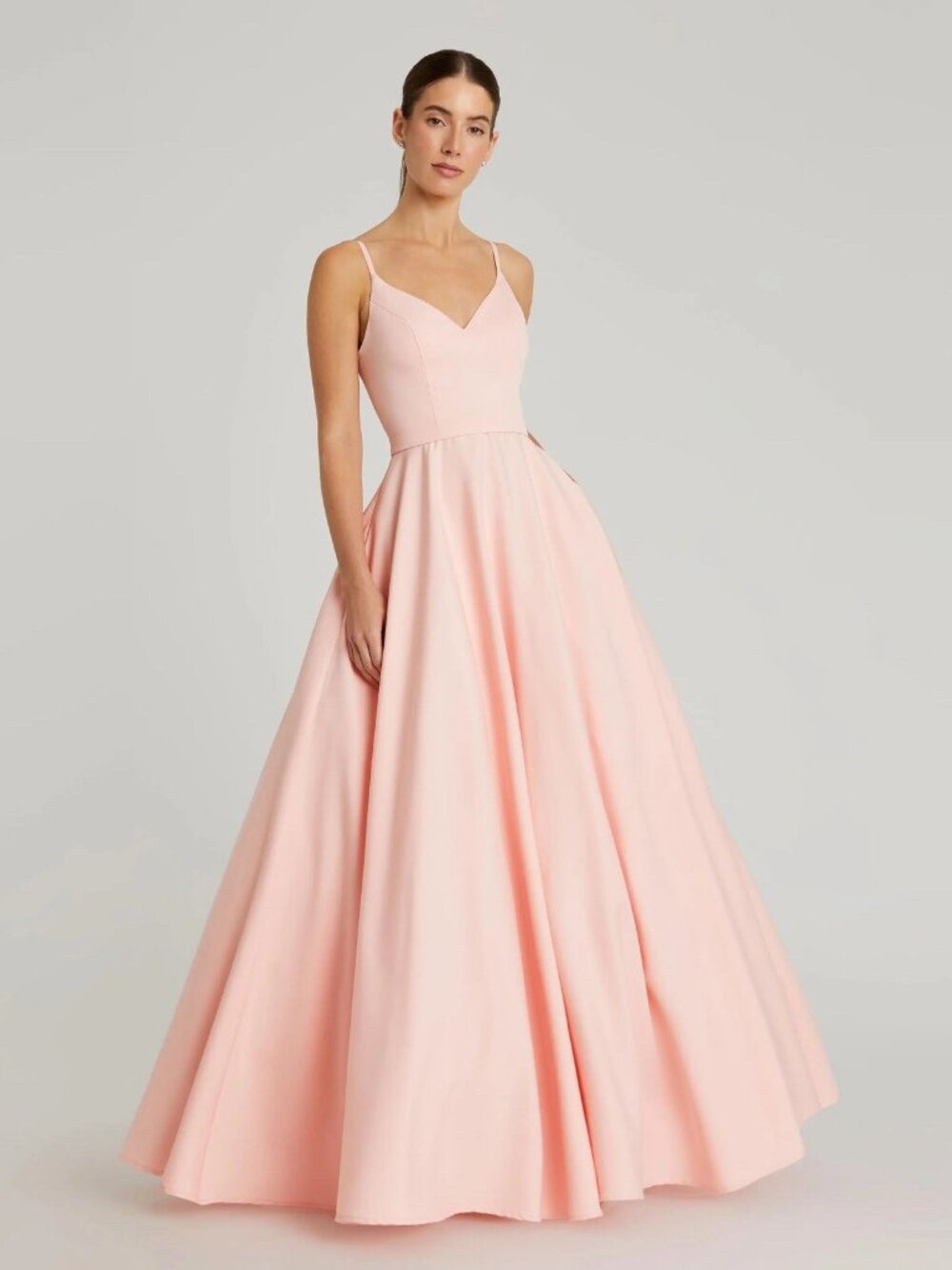 New Mac Duggal Size 6 Pink V-Neck Formal Wedding Dress Ball Gown A-Line $398